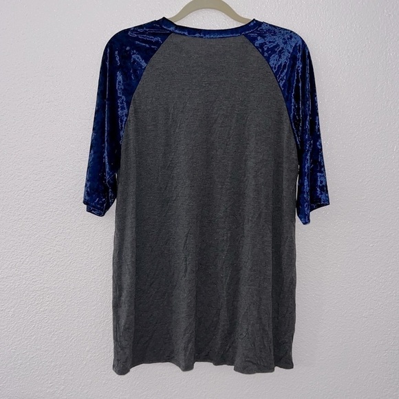Women’s Blue & Grey Velvet Tee Shirt Dress Pajamas - Picture 4 of 5